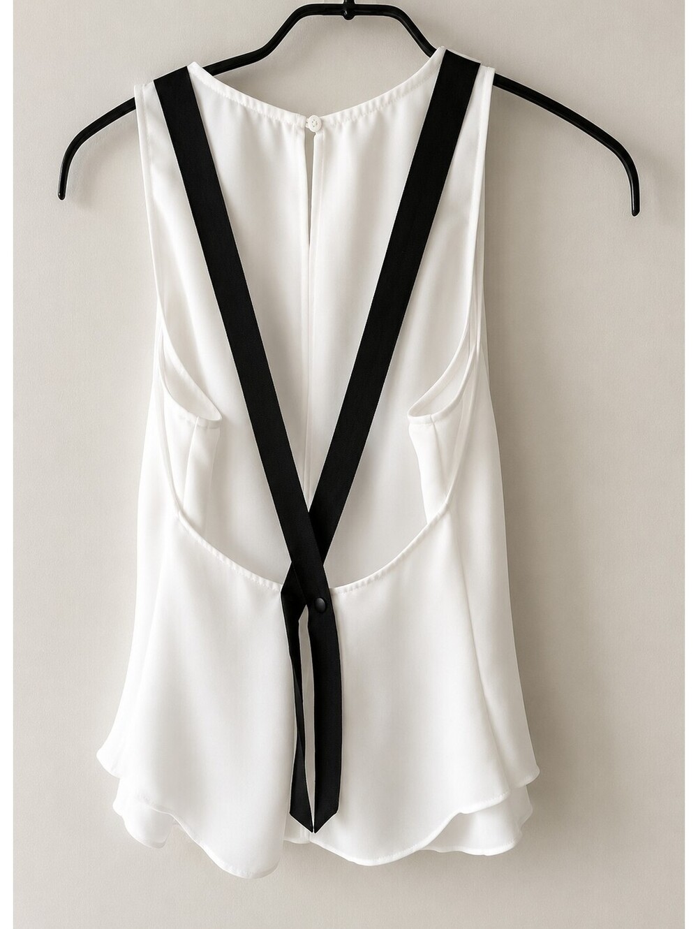 Armani Exchange White Sleeveless Tank Top with Black Strap Detail - Picture 3 of 14